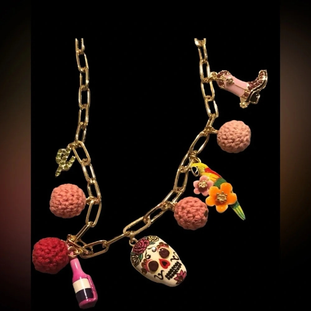 BETSEY JOHNSON SET Southwest Boho Charm Necklace and Cowboy Earrings NEW NWT - Picture 3 of 16